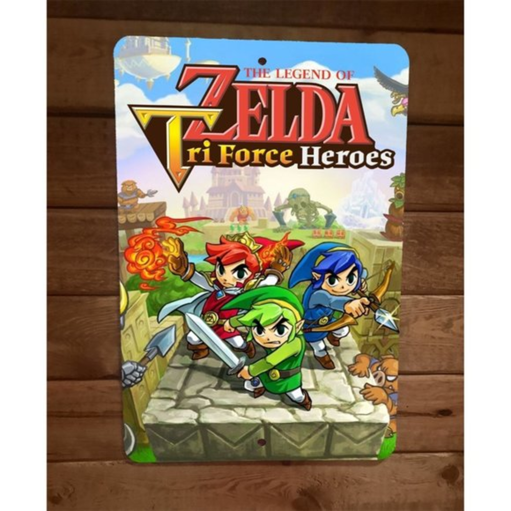 The Legend of Triforce Zelda Heroes 8x12 Metal Wall Sign Video Game Poster